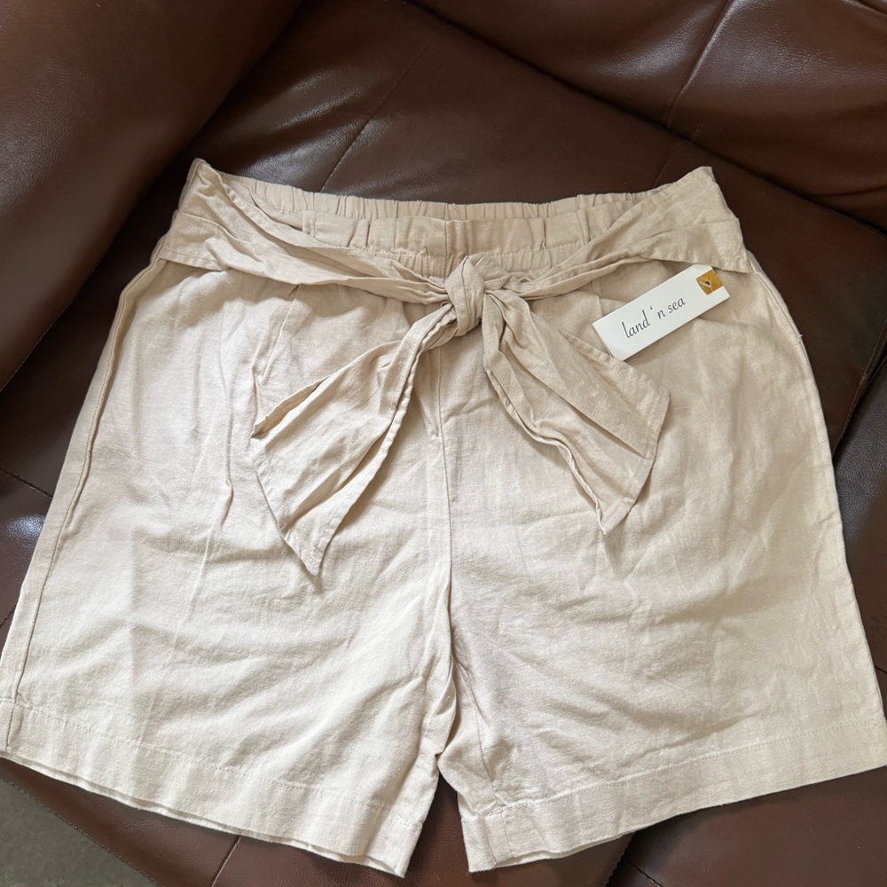 High Waist Tan Relaxed Fit Shorts